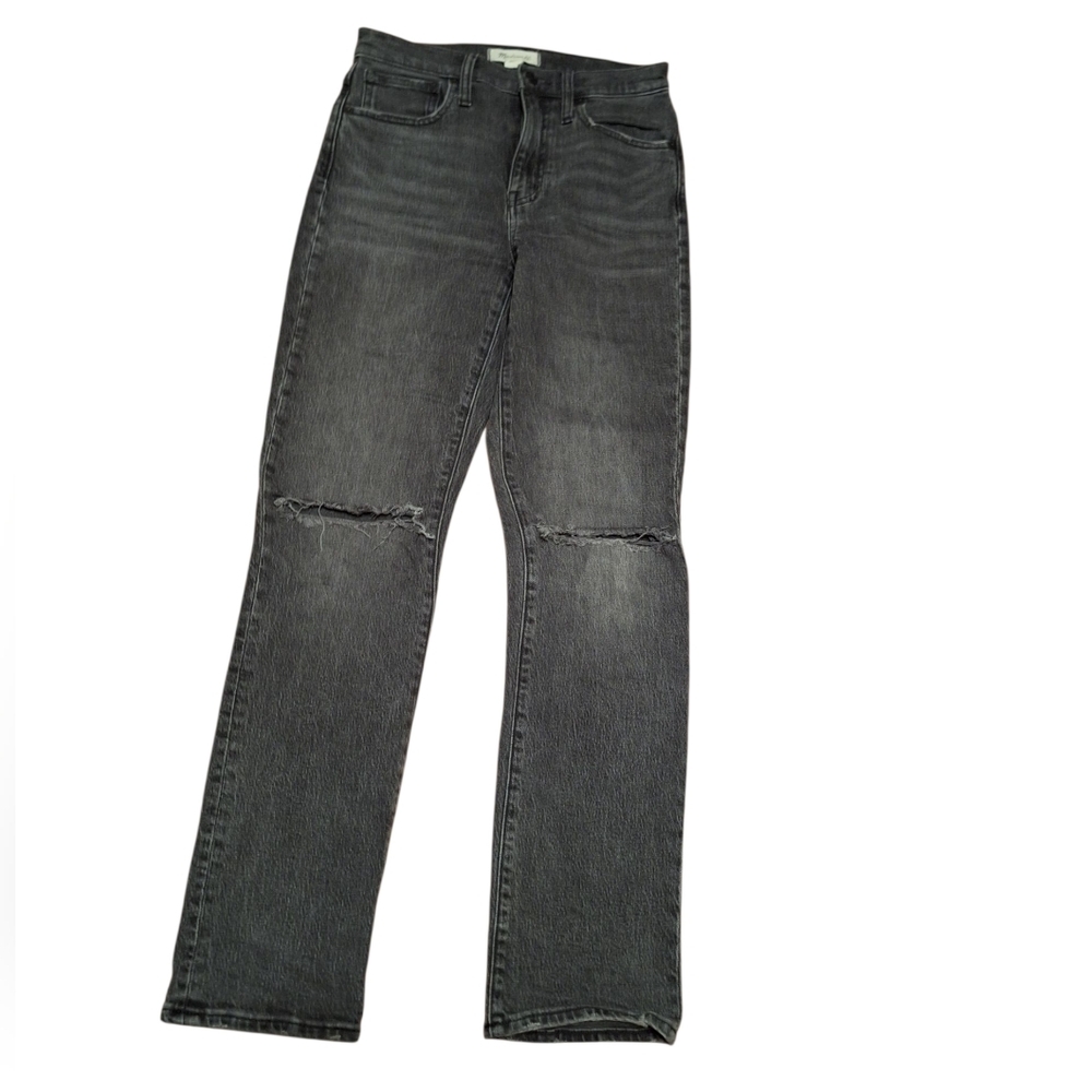 Madewell The High Rise Slim Boy Jean Ladies 24 Muted Black Split Knee Slimming